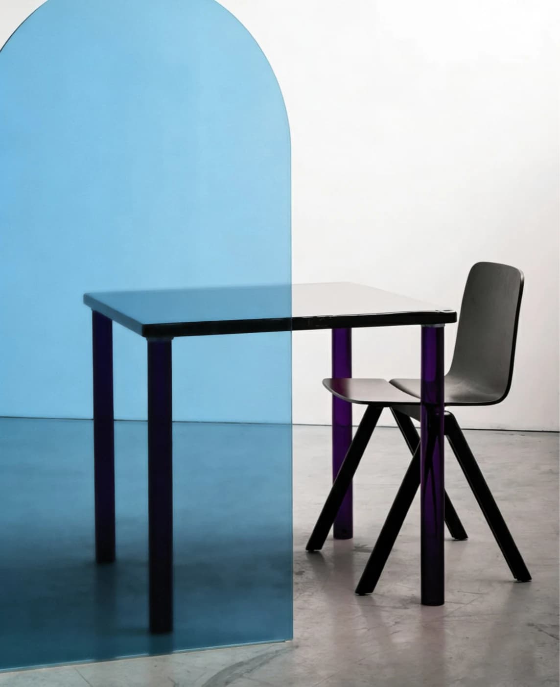 Blue glass desk